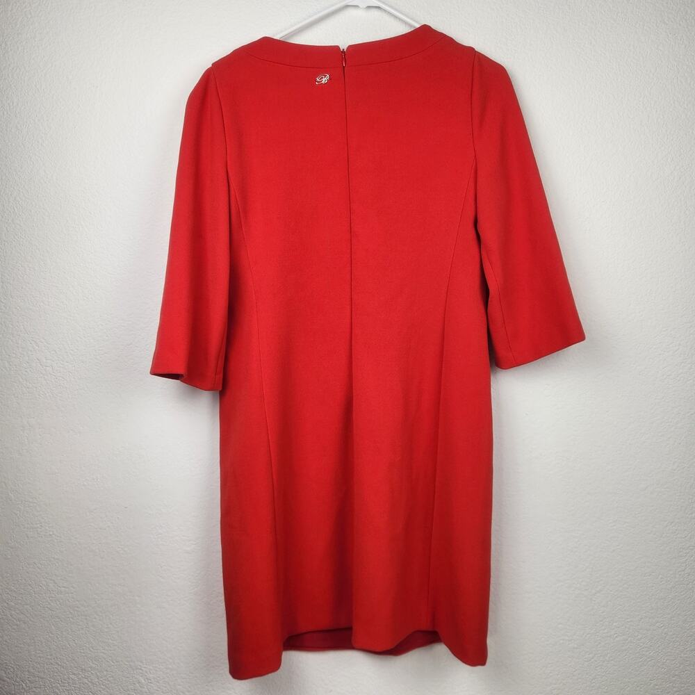 Blumarine Red Shift Dress Rhinestone Neckline 3/4 Sleeve Size 6 NWT Pockets - Picture 5 of 12